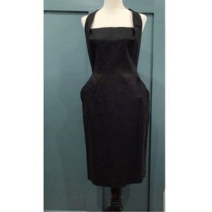 Vintage Cathy Hardwick Black Linen Halter Dress